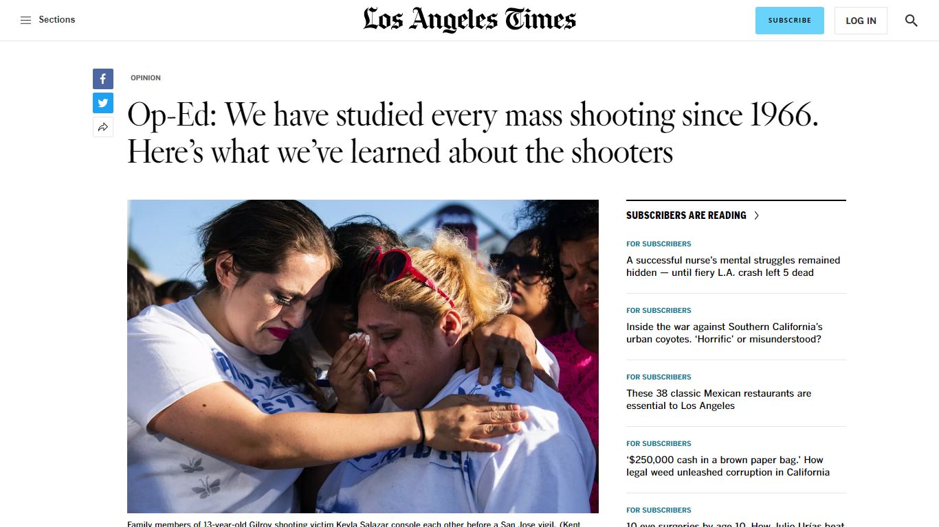 Op-Ed: Nearly all mass shooters have 4 things in common - Los Angeles Times